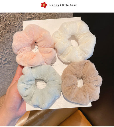 Coletero de Felpa Esponjoso Estilo Macaron - Lazo para el Cabello - Image 24