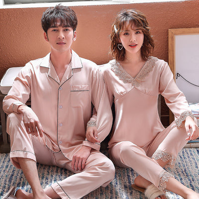Pijama de Pareja Ice Silk Transpirable para Primavera y Verano - Image 12