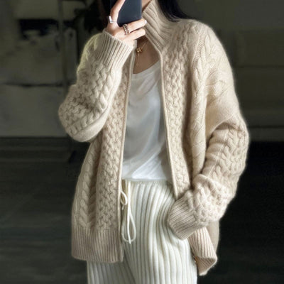 Cardigan de Cuello Alto con Cierre de Cashmere Grueso para Mujer - Image 8