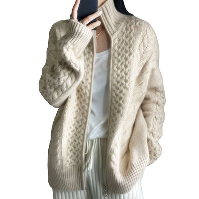 Cardigan de Cuello Alto con Cierre de Cashmere Grueso para Mujer - Image 9