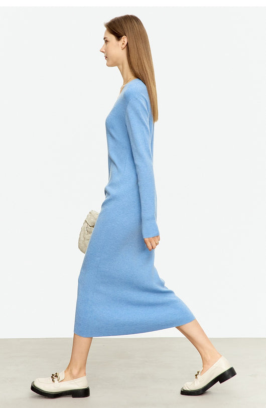 Vestido Midi Tejido V-neck Slim Fit Cálido y Versátil para Mujer - Image 16