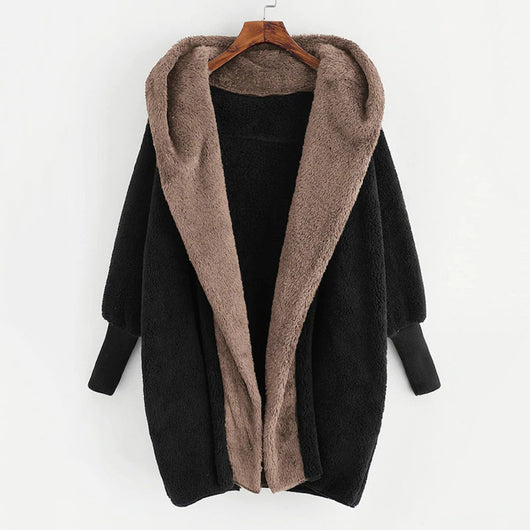 Cardigan Reversible de Terciopelo Doble Cara con Capucha para Mujer - Image 6