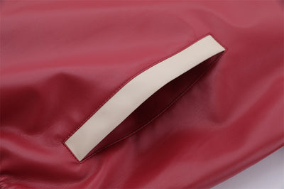 Abrigo de Cuero PU con Cuello Mao y Bordados en Contraste para Hombre - Image 26