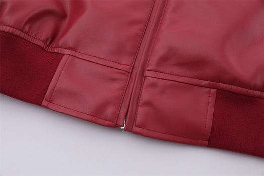 Abrigo de Cuero PU con Cuello Mao y Bordados en Contraste para Hombre - Image 28
