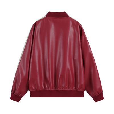 Abrigo de Cuero PU con Cuello Mao y Bordados en Contraste para Hombre - Image 32