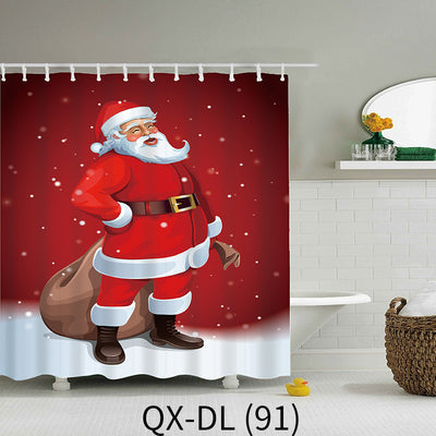 Juego de Decoración Navideña para Baño - Cortina de Ducha y Funda de Inodoro Papá Noel - Image 21
