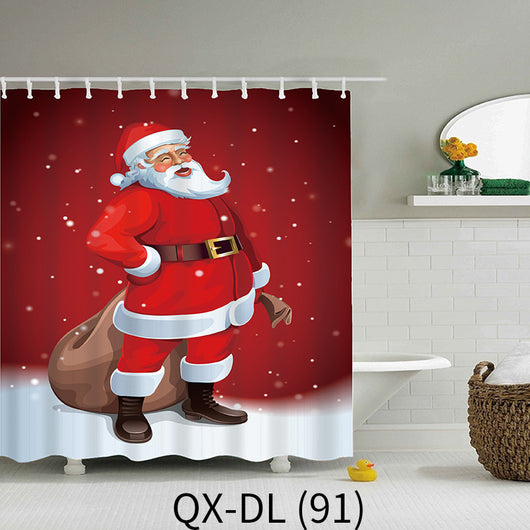 Juego de Decoración Navideña para Baño - Cortina de Ducha y Funda de Inodoro Papá Noel - Image 21