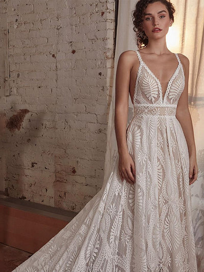 Vestido de Novia Vintage con Encaje y Mangas Largas - Image 18