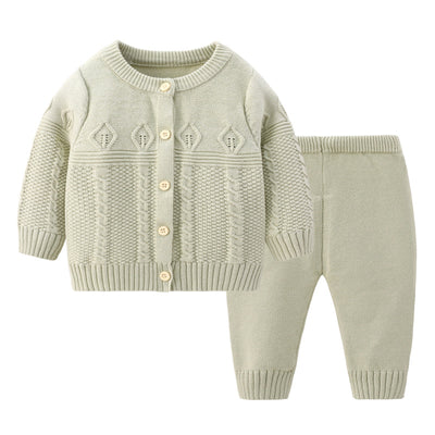 Conjunto Infantil de Cardigan y Pantalón de Punto Liso - Image 14