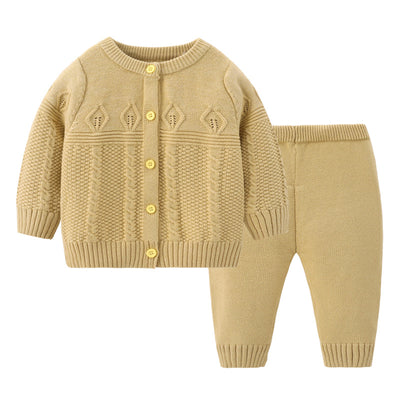 Conjunto Infantil de Cardigan y Pantalón de Punto Liso - Image 15