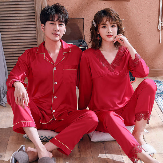 Pijama de Pareja Ice Silk Transpirable para Primavera y Verano - Image 16