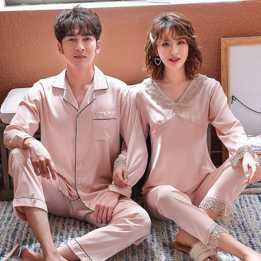 Pijama de Pareja Ice Silk Transpirable para Primavera y Verano - Image 17