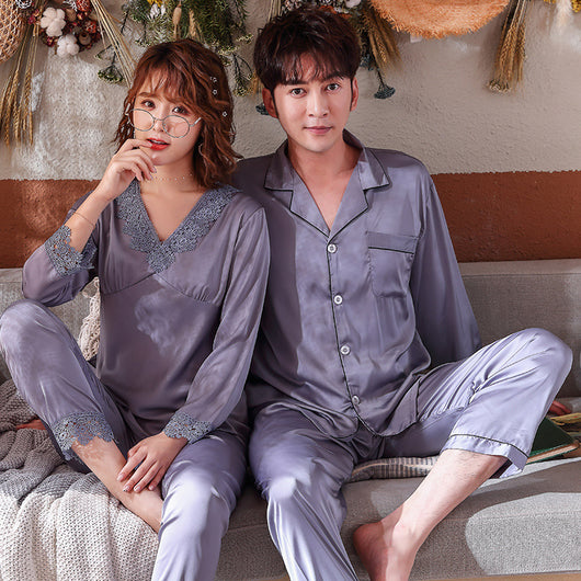Pijama de Pareja Ice Silk Transpirable para Primavera y Verano - Image 18