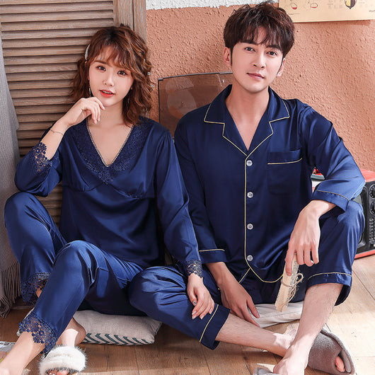 Pijama de Pareja Ice Silk Transpirable para Primavera y Verano - Image 19