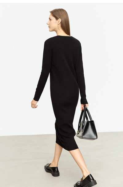 Vestido Midi Tejido V-neck Slim Fit Cálido y Versátil para Mujer - Image 23