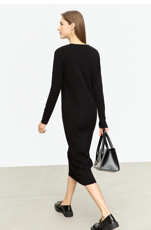 Vestido Midi Tejido V-neck Slim Fit Cálido y Versátil para Mujer - Image 23