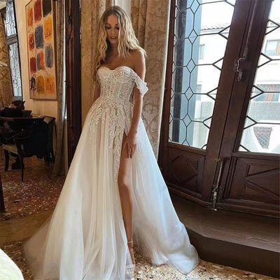 Vestido de Noche Elegante Hombros Descubiertos con Cintura Alta - Image 15