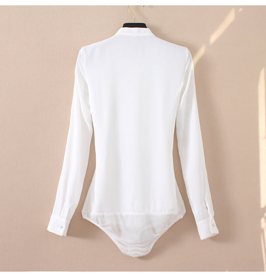 Blusa de Chifón con Cuello Mao y Pliegues Estructurados - Image 11