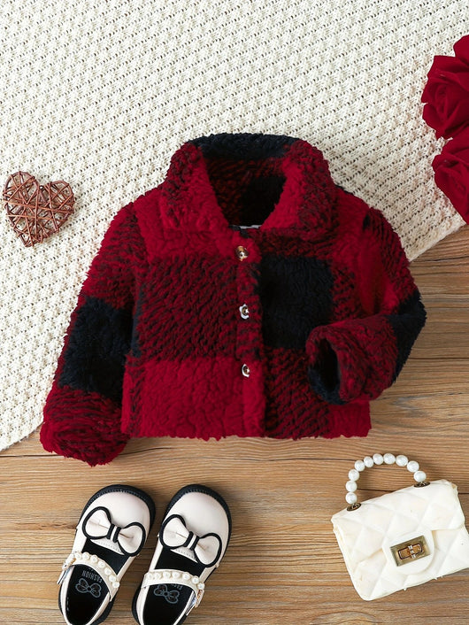 Abrigo Infantil Niña Cuadros Terciopelo Estilo Coreano Otoño Invierno - Image 10