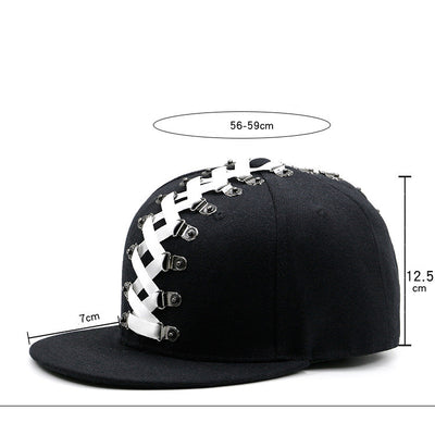 Gorra Punk Hip Hop con Visera Plana y Cinturón Tejido Remachado Unisex - Image 23