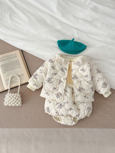 Traje de Bebé Niña Estilo Coreano Invierno con Encaje y Bolsillos - Conjunto Dos Piezas - Image 11