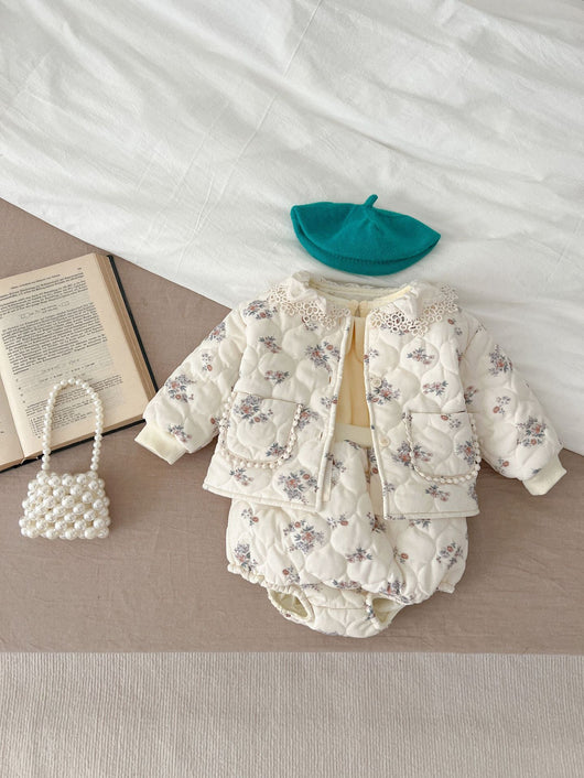 Traje de Bebé Niña Estilo Coreano Invierno con Encaje y Bolsillos - Conjunto Dos Piezas - Image 11