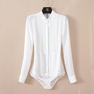 Blusa de Chifón con Cuello Mao y Pliegues Estructurados - Image 16