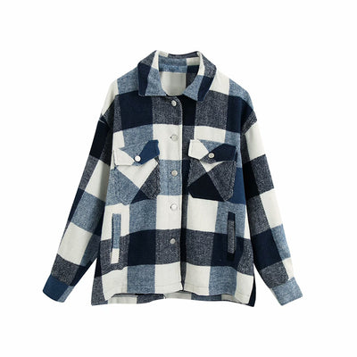 Chaqueta Camisa Cuadros para Mujer - Casual y Versátil - Image 20