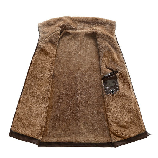 Abrigo de Cuero con Forro Polar Acolchado para Hombre - Image 17
