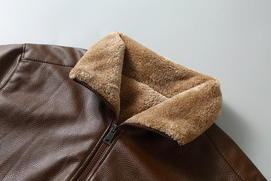 Abrigo de Cuero con Forro Polar Acolchado para Hombre - Image 18