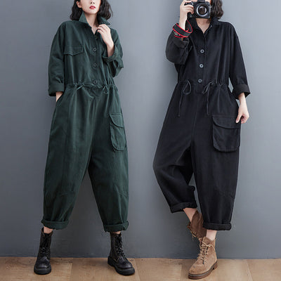 Jumpsuit Retro Mujer Talla Grande Suelto Otoño Casual Versátil - Image 8