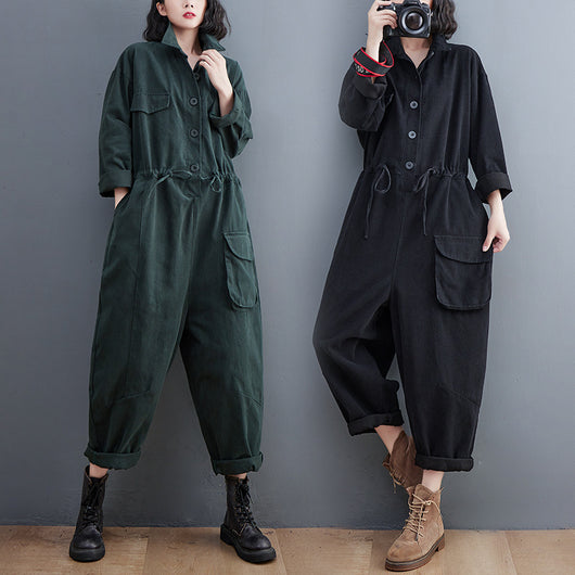 Jumpsuit Retro Mujer Talla Grande Suelto Otoño Casual Versátil - Image 8
