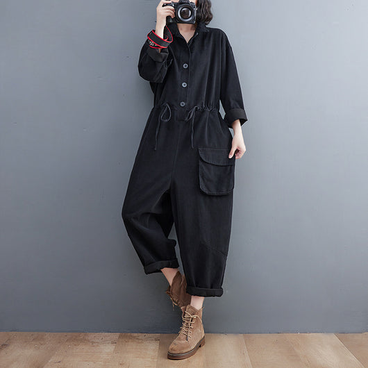 Jumpsuit Retro Mujer Talla Grande Suelto Otoño Casual Versátil - Image 10