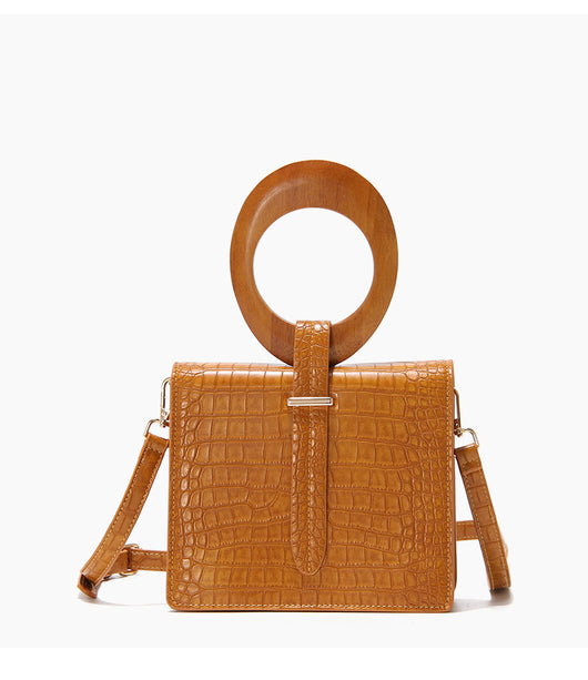 Bolso de Mano con Asa de Madera