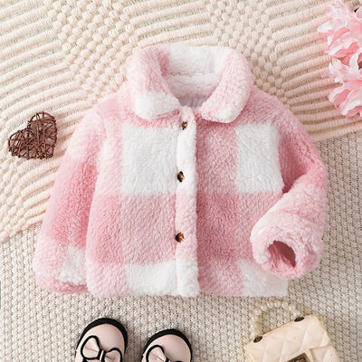 Abrigo Infantil Niña Cuadros Terciopelo Estilo Coreano Otoño Invierno - Image 14