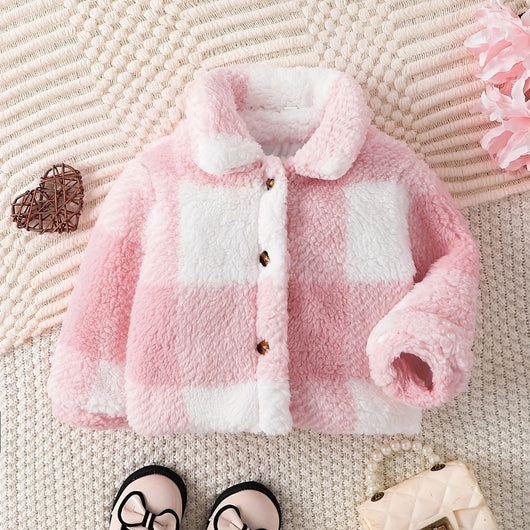 Abrigo Infantil Niña Cuadros Terciopelo Estilo Coreano Otoño Invierno - Image 14