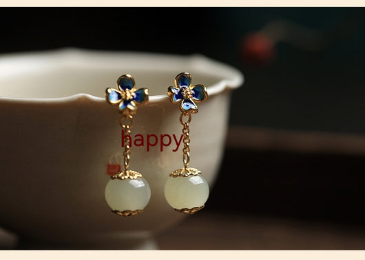 Aretes de Trébol de Cuatro Hojas con Flor para Dama - Image 9