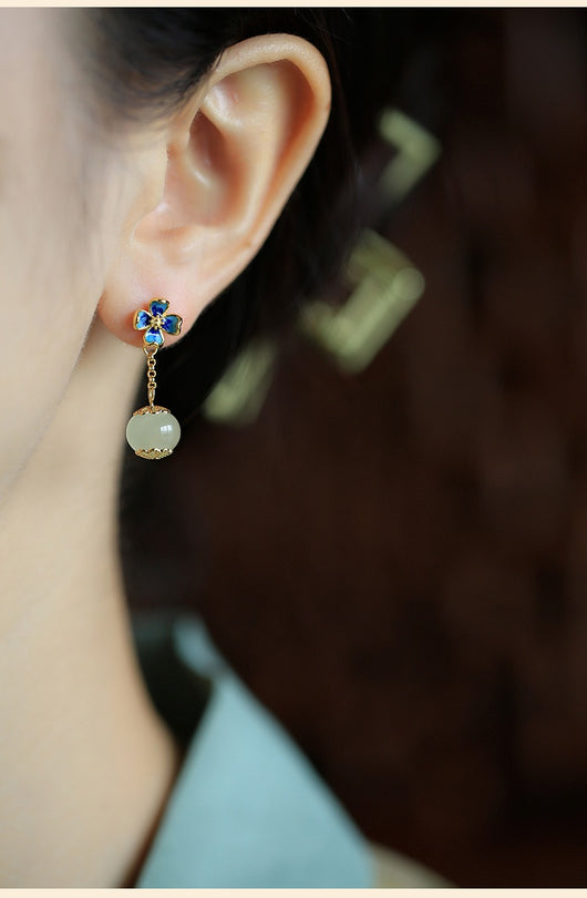 Aretes de Trébol de Cuatro Hojas con Flor para Dama - Image 12