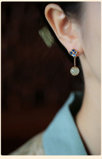 Aretes de Trébol de Cuatro Hojas con Flor para Dama - Image 13