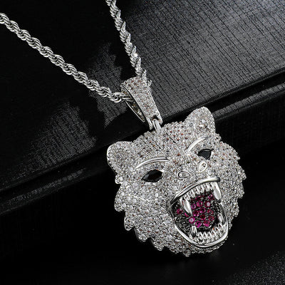 Collar Colgante Cabeza de Lobo Hip Hop Diamantes Lujo - Image 12