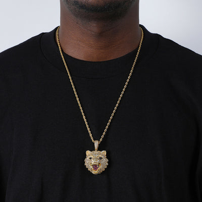 Collar Colgante Cabeza de Lobo Hip Hop Diamantes Lujo - Image 14