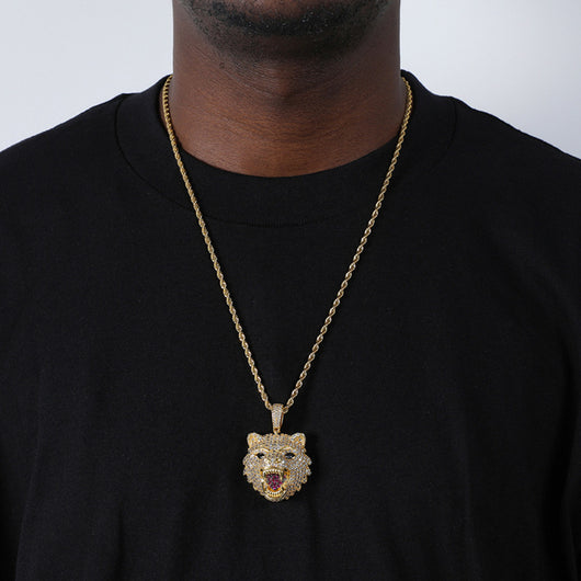 Collar Colgante Cabeza de Lobo Hip Hop Diamantes Lujo - Image 14
