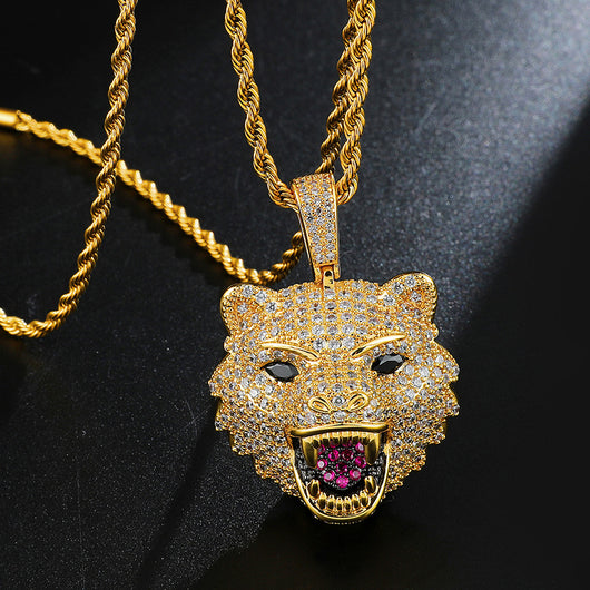 Collar Colgante Cabeza de Lobo Hip Hop Diamantes Lujo - Image 16