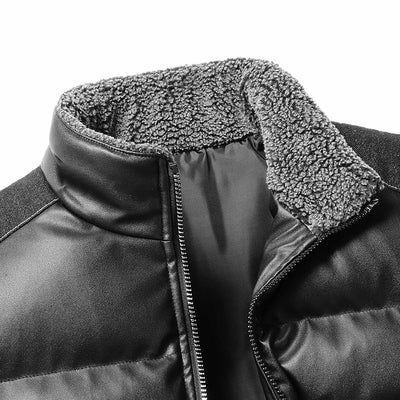 Chamarra de Algodón y Piel con Cuello Alto para Hombre - Image 7