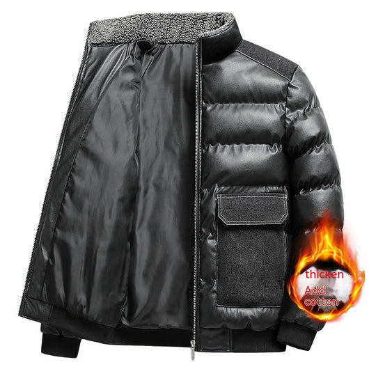 Chamarra de Algodón y Piel con Cuello Alto para Hombre - Image 9