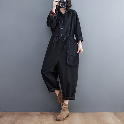 Jumpsuit Retro Mujer Talla Grande Suelto Otoño Casual Versátil - Image 17