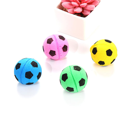 A set of colorful foam football-shaped cat toys in various two-tone combinations like yellow-orange, green-yellow, pink-blue, and pink-purple. - Image 14