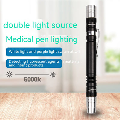 Linterna Médica Dual LED Blanca y Púrpura - Bolígrafo Lámpara Profesional Aluminio - Image 14