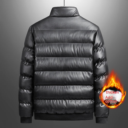 Chamarra de Algodón y Piel con Cuello Alto para Hombre - Image 14
