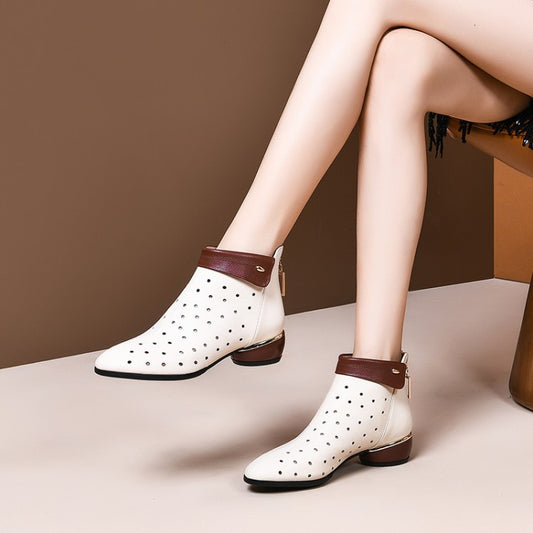 Botas Altas de Cuero con Red para Mujer